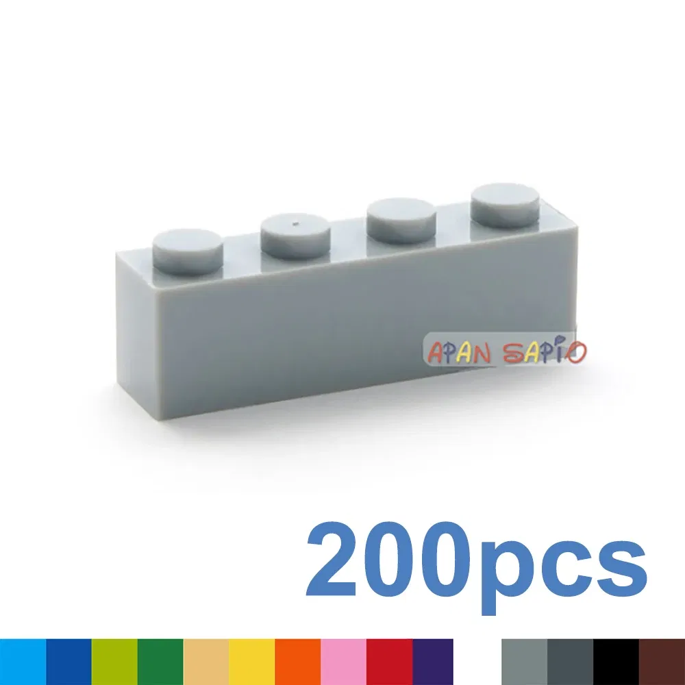 Color: green - 200pcs 1x4 Dots DIY Building Blocks Thick Figures Bricks Educational Creative Toys for Children Size Compatible With 3010