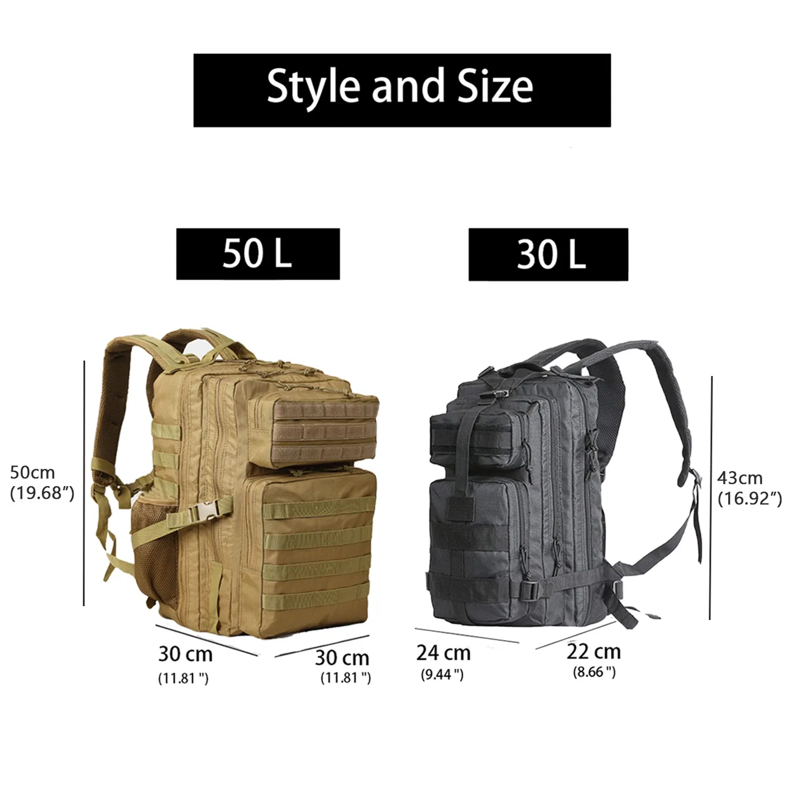 Color: black, Ships From: CHINA - Lawaia 30L/50L Men Rucksacks Sport Travel Climbing Bags Trekking Fishing Trekking Tactical Backpack
