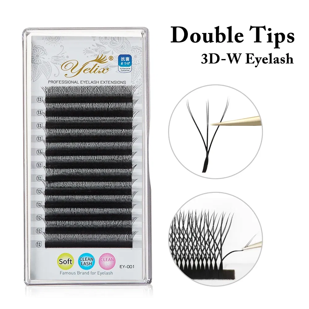Color: Brushed Slate, Curl: CC, Thickness: 0.07mm, Length: 9mm - Yelix Cilios 5D W Shape Eyelash Extensions 4D/6D Premade Volume Fans Natural Soft Automatic Flowering Lash Makeup Supplies