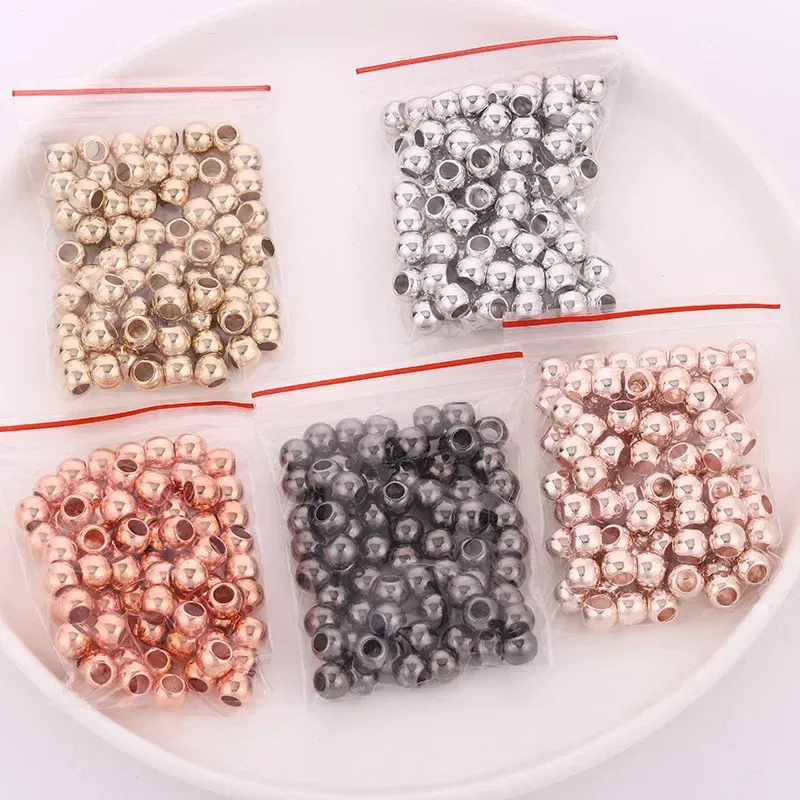 Color: Rose Red - 50pcs 8mm Gold Silver Hair Braids Beads Glossy Hair Dreadlocks Hair Ring Braid Dread Dreadlock Beads Cuffs Clips Styling Tools