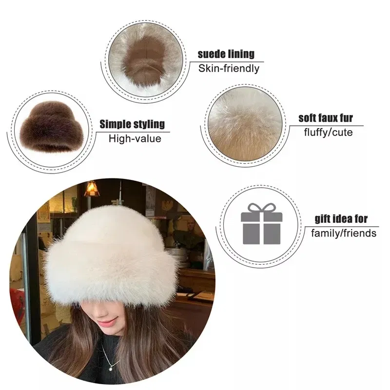 Color: Red - Warm Warm Hat Casual Plush Fluffy Plush Cap Versatile Solid Hat for Holiday Season