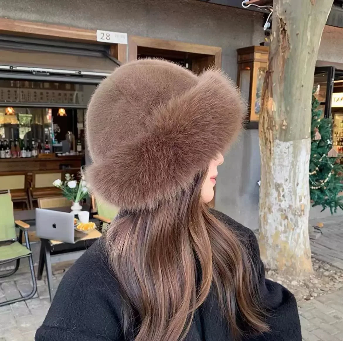 Color: Red - Warm Warm Hat Casual Plush Fluffy Plush Cap Versatile Solid Hat for Holiday Season