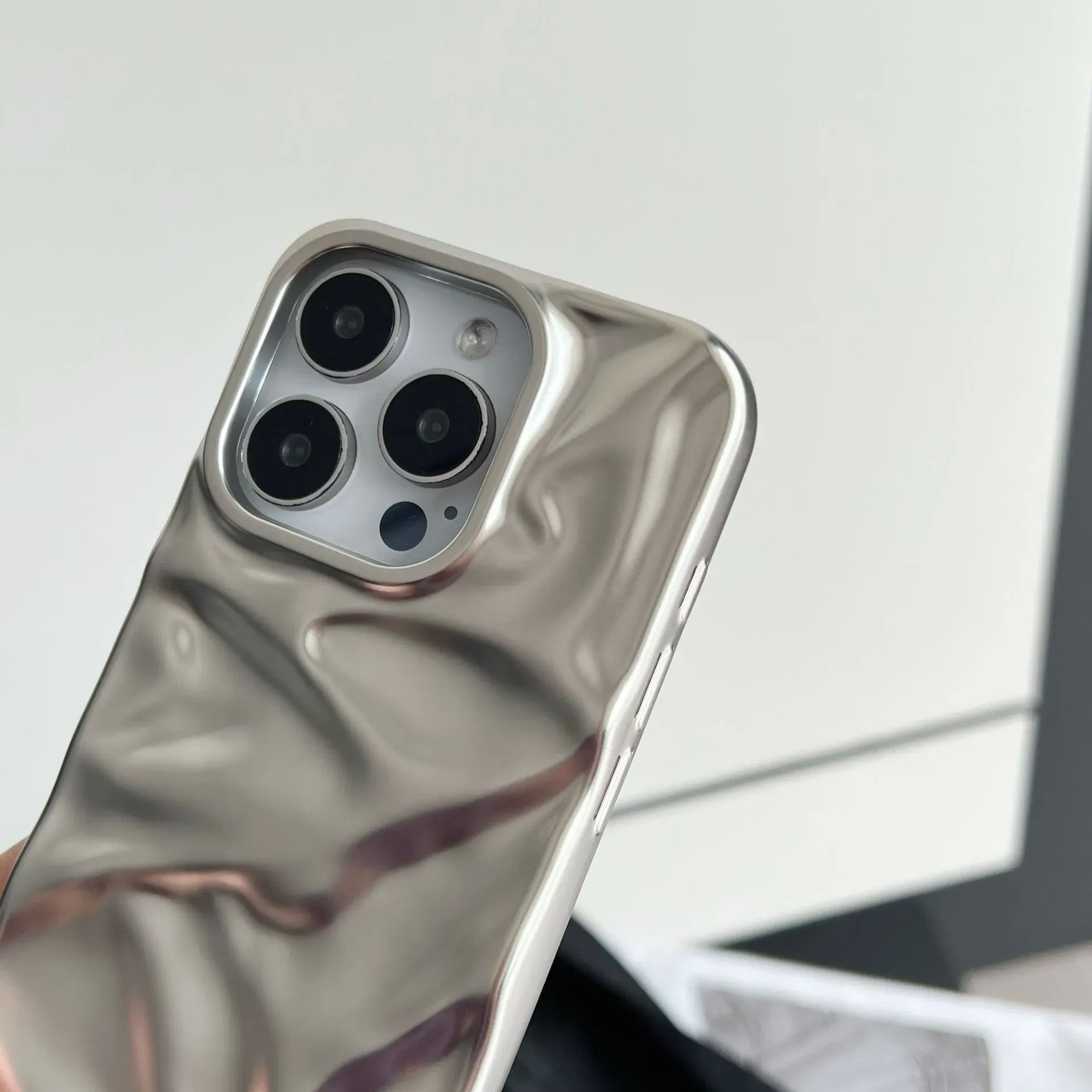 Color: Dark Brown, Compatibility by Model: iPhone 15 Pro - Soft Matte 3D Wavy Pattern Phone Case For iPhone 16 17 ProMax 17 Air 15 14 Plus 13 12 Pro Max 11 ins Water Ripple Creative Cover