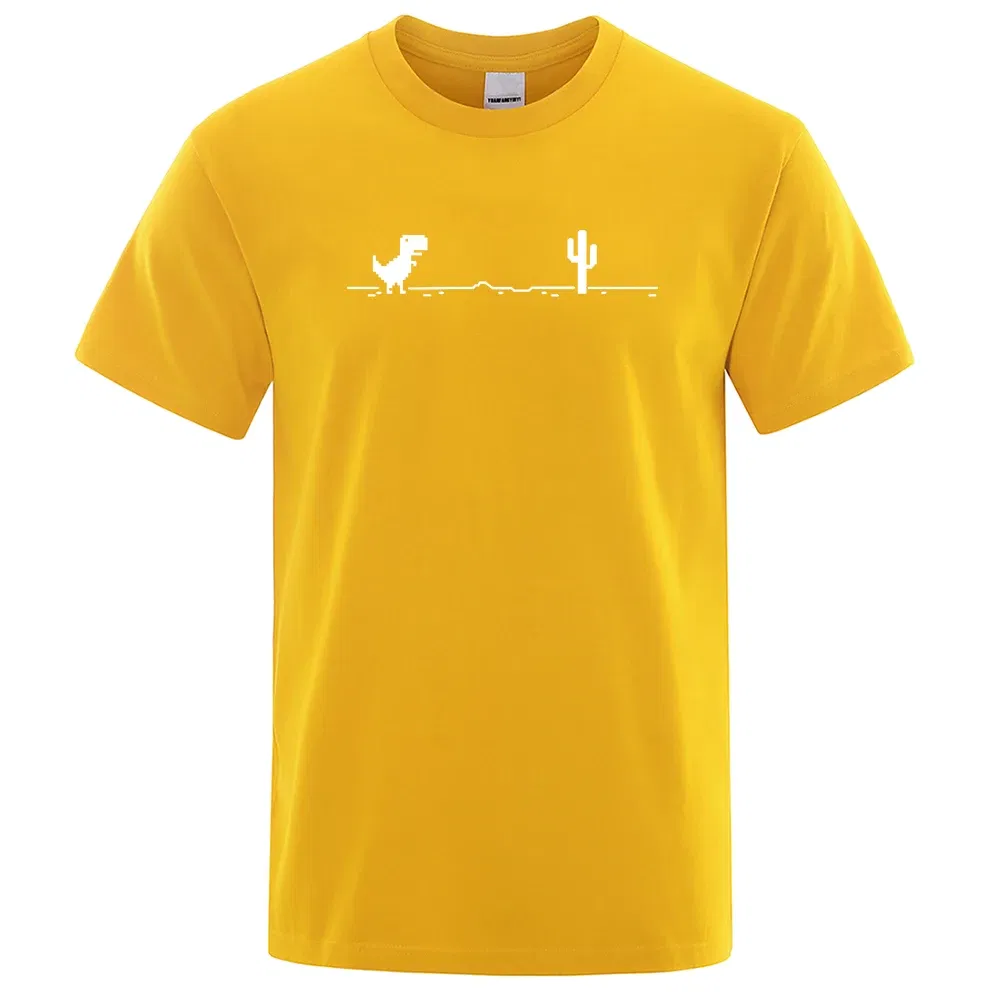 Color: army green, Size: S - Mens T-shirts Printed Dinosaur Cactus Funny Tops Summer Cotton T-shirt for Men Casual O-Neck Tee Shirts Streetwear Basic Top
