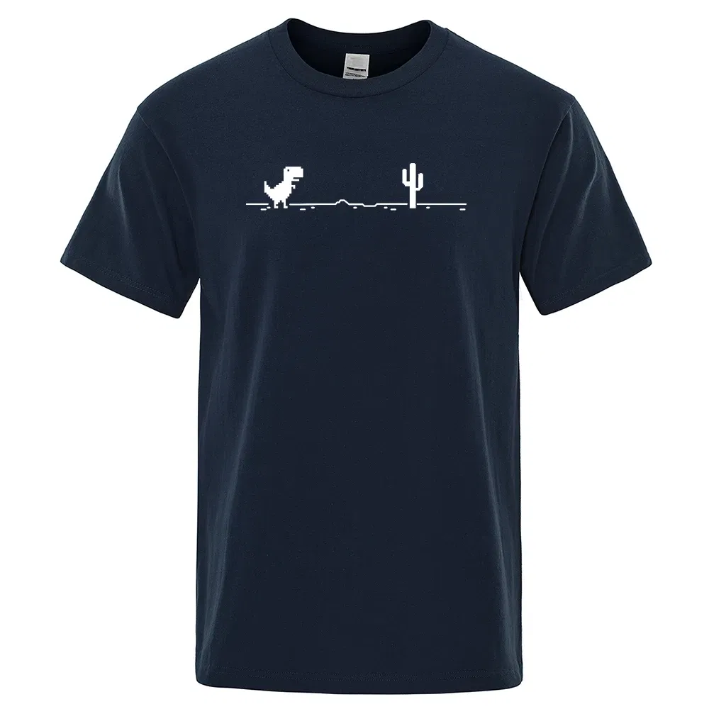 Color: army green, Size: S - Mens T-shirts Printed Dinosaur Cactus Funny Tops Summer Cotton T-shirt for Men Casual O-Neck Tee Shirts Streetwear Basic Top