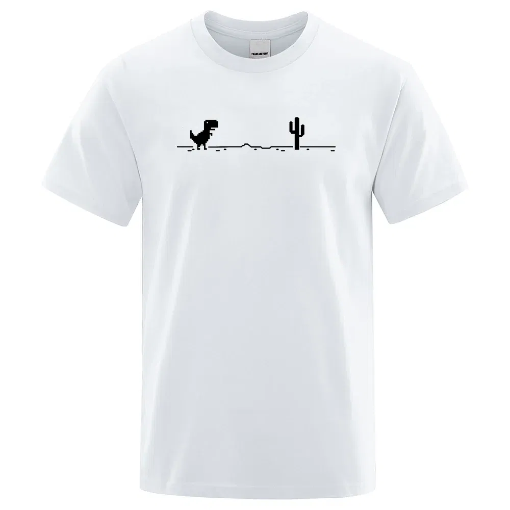 Color: army green, Size: S - Mens T-shirts Printed Dinosaur Cactus Funny Tops Summer Cotton T-shirt for Men Casual O-Neck Tee Shirts Streetwear Basic Top