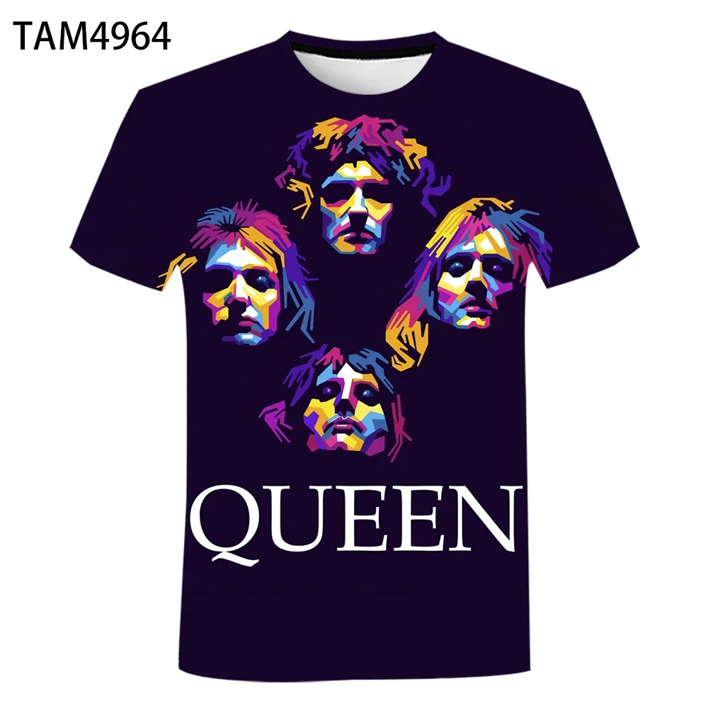 Color: Gold, Size: S - New British Rock Band Queen 3D Printed Men Women T-shirt Casual Short Sleeve Oversized Tees Tops Fashion Punk O-Neck Clothing