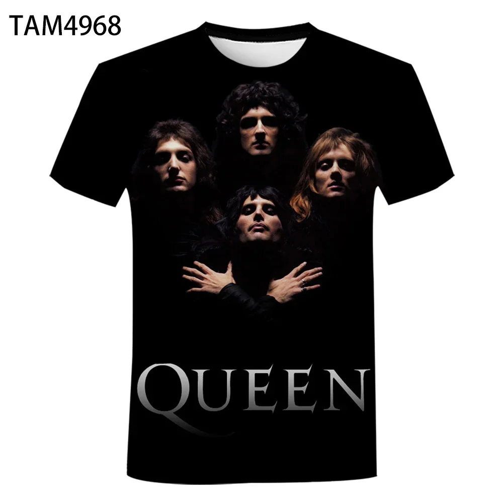 Color: Gold, Size: S - New British Rock Band Queen 3D Printed Men Women T-shirt Casual Short Sleeve Oversized Tees Tops Fashion Punk O-Neck Clothing