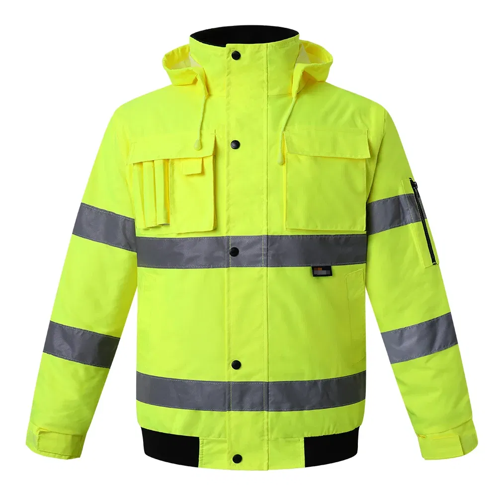 Color: Yellow, Size: XXXL - High Visibility Parka Windproof Jacket Waterproof Parka Men's Work Reflective Parka