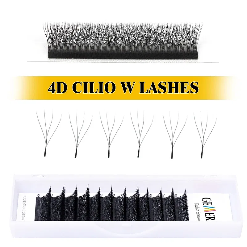 Curl: C, Thickness: 0.07mm, Length: 13mm, Ships From: CHINA - Gemerry Cilios W 4D W-shaped Eyelash Extension Automatic Flowering W Lashes LU/L/C/D Curl High Quality Individual Fake Eyelashes