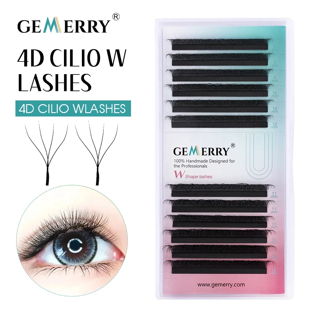 Curl: C, Thickness: 0.07mm, Length: 13mm, Ships From: CHINA - Gemerry Cilios W 4D W-shaped Eyelash Extension Automatic Flowering W Lashes LU/L/C/D Curl High Quality Individual Fake Eyelashes