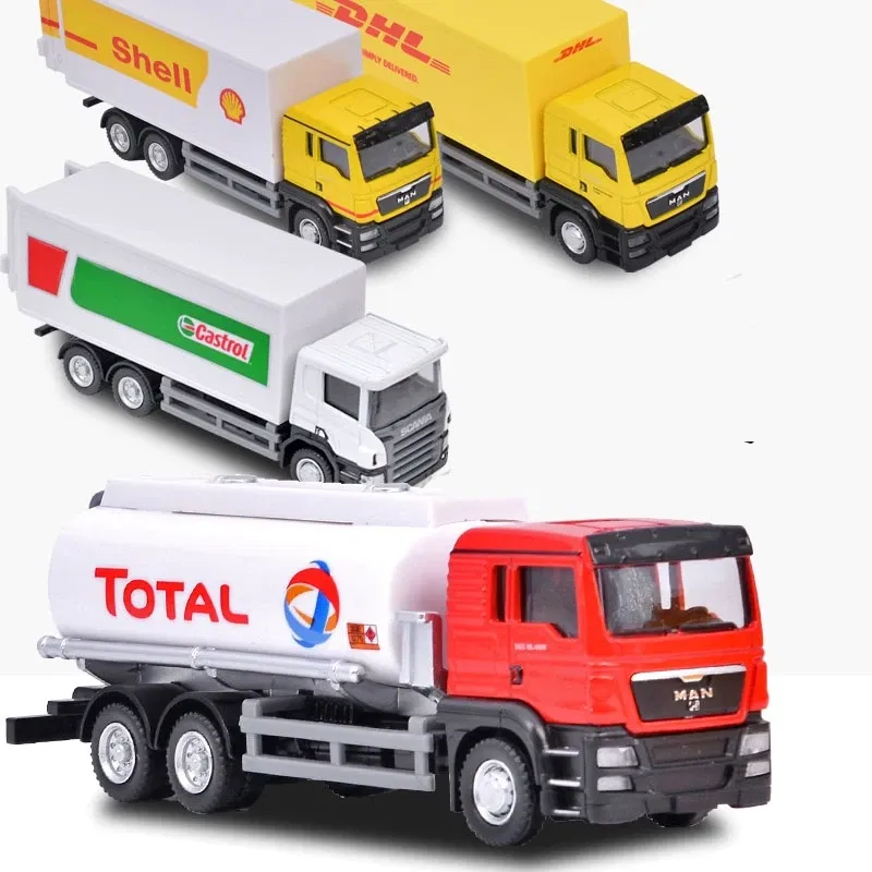 Color: GRAY - MAN Scania Shell Total bp Castrol Oil Tank Truck Simulation Diecasts & Toy Vehicles RMZ city 1:64 Alloy Car Model Gifts For Boys