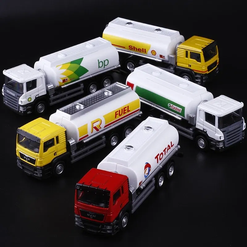 Color: GRAY - MAN Scania Shell Total bp Castrol Oil Tank Truck Simulation Diecasts & Toy Vehicles RMZ city 1:64 Alloy Car Model Gifts For Boys