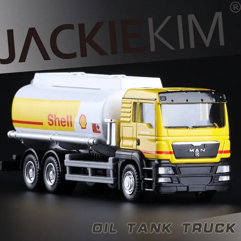 Color: GRAY - MAN Scania Shell Total bp Castrol Oil Tank Truck Simulation Diecasts & Toy Vehicles RMZ city 1:64 Alloy Car Model Gifts For Boys