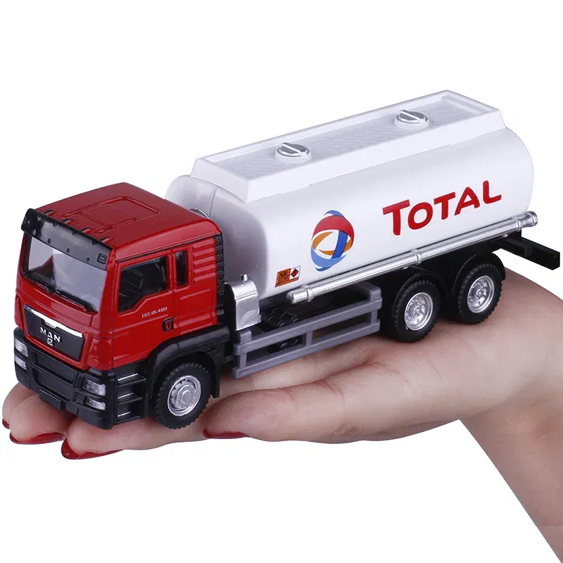 Color: GRAY - MAN Scania Shell Total bp Castrol Oil Tank Truck Simulation Diecasts & Toy Vehicles RMZ city 1:64 Alloy Car Model Gifts For Boys