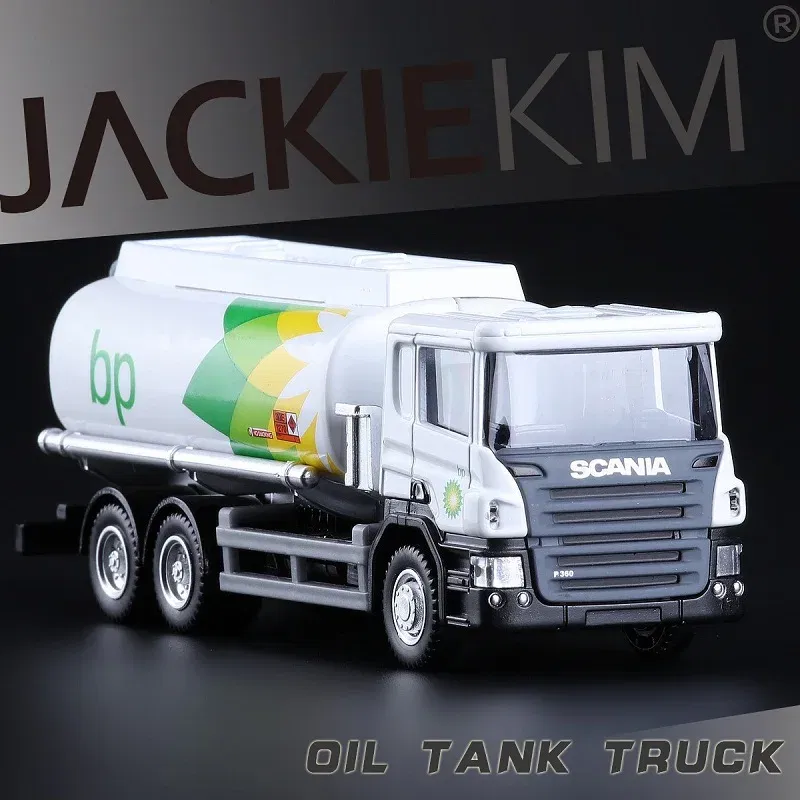 Color: GRAY - MAN Scania Shell Total bp Castrol Oil Tank Truck Simulation Diecasts & Toy Vehicles RMZ city 1:64 Alloy Car Model Gifts For Boys