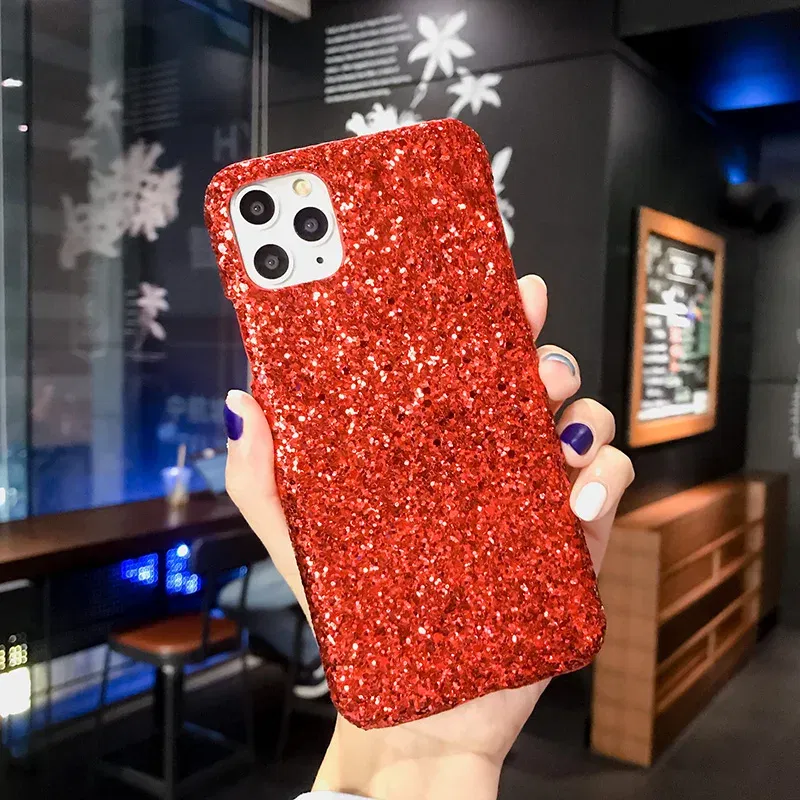 Color: black, Material: Vinyl - Hard Shiny Diamond Girly Phone Case for iPhone 11 12 13 14 15 Pro Max 14 15Plus