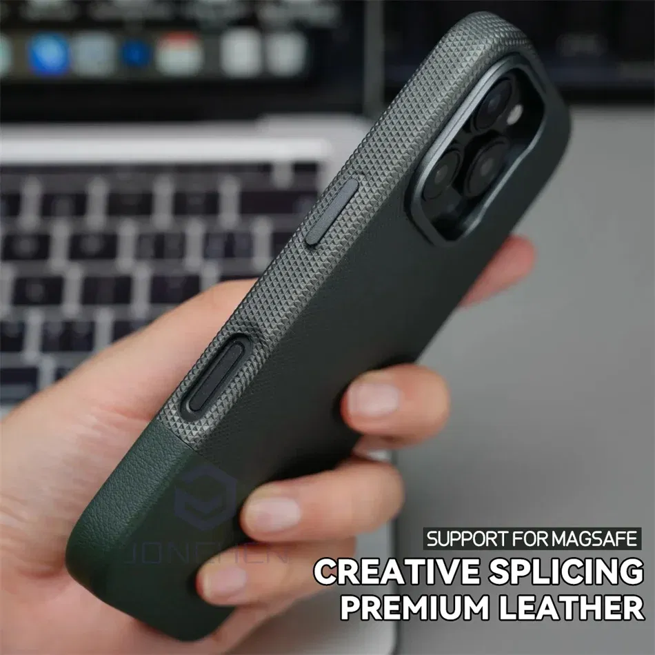 Color: black, Material: Carbon Fiber - Luxury Hit Color Wireless Charge For MagSafe Premium Leather Case For iPhone 16 Plus 15 14 13 Pro Max Alloy Len Shockproof Cover