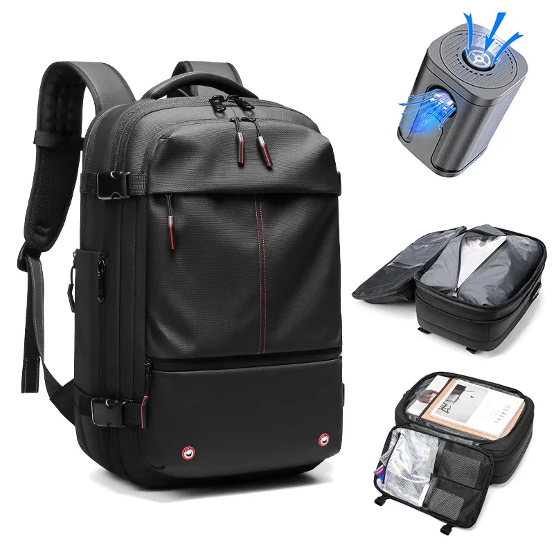 Color: Chocolate - Men Travel Backpack vacuum compression 17 inch Laptop Backpack Business Large Capacity school Backpack Expanded Hiking backpack
