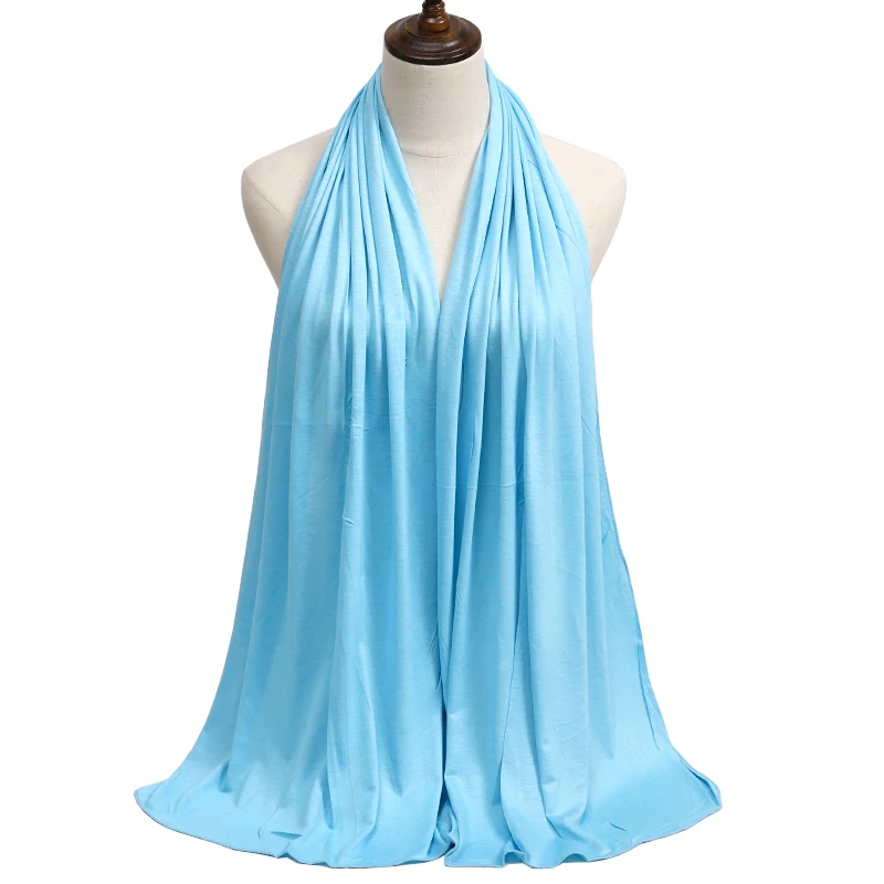 Color: dark ginger - Modal Cotton Jersey Hijab Scarf Long Muslim Shawl Plain Soft Turban Tie Head Wraps For Women Africa Headband 170x60cm