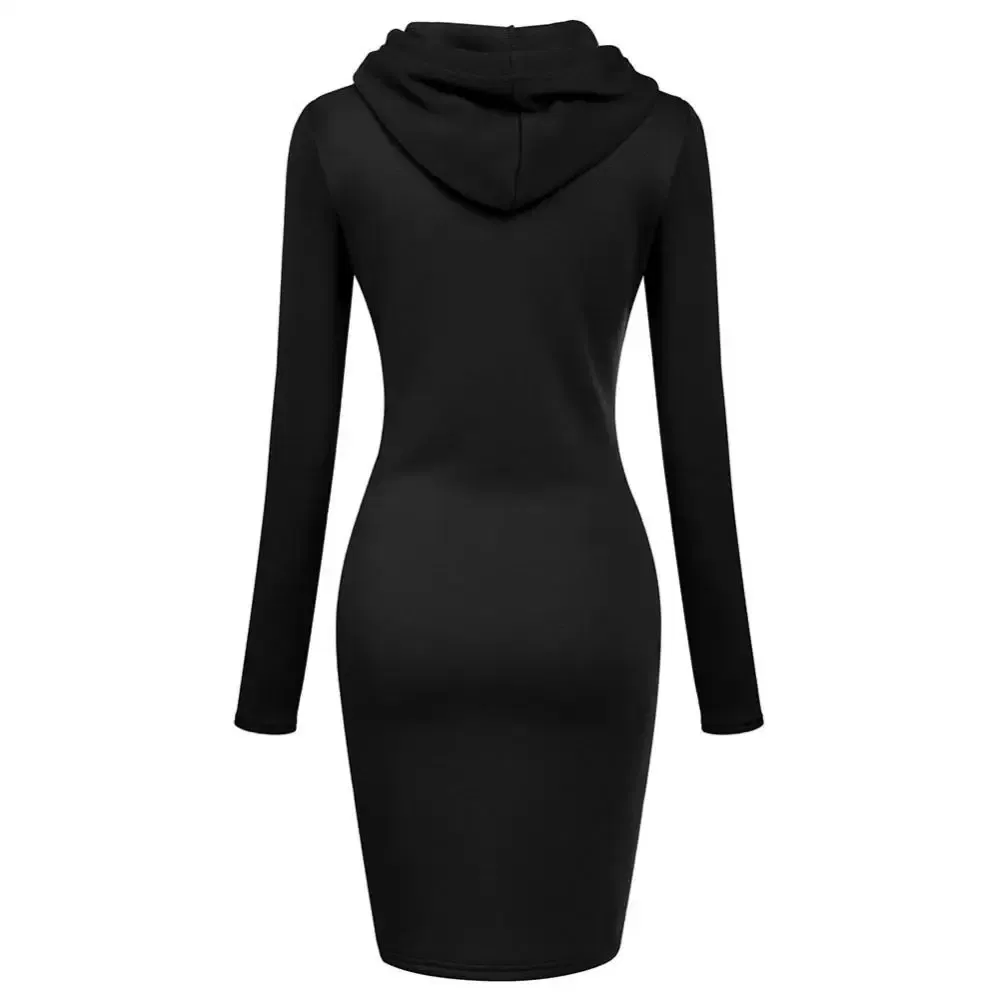 Color: Gold, Size: S - Ladies Dress Autumn Women Hooded Dresses Hoodies Women Sweatshirts Women Hoodies Dress Tops Ladies Clothing