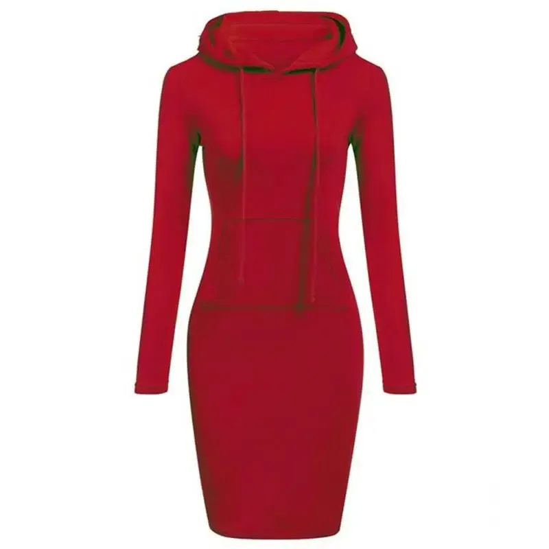 Color: Gold, Size: S - Ladies Dress Autumn Women Hooded Dresses Hoodies Women Sweatshirts Women Hoodies Dress Tops Ladies Clothing