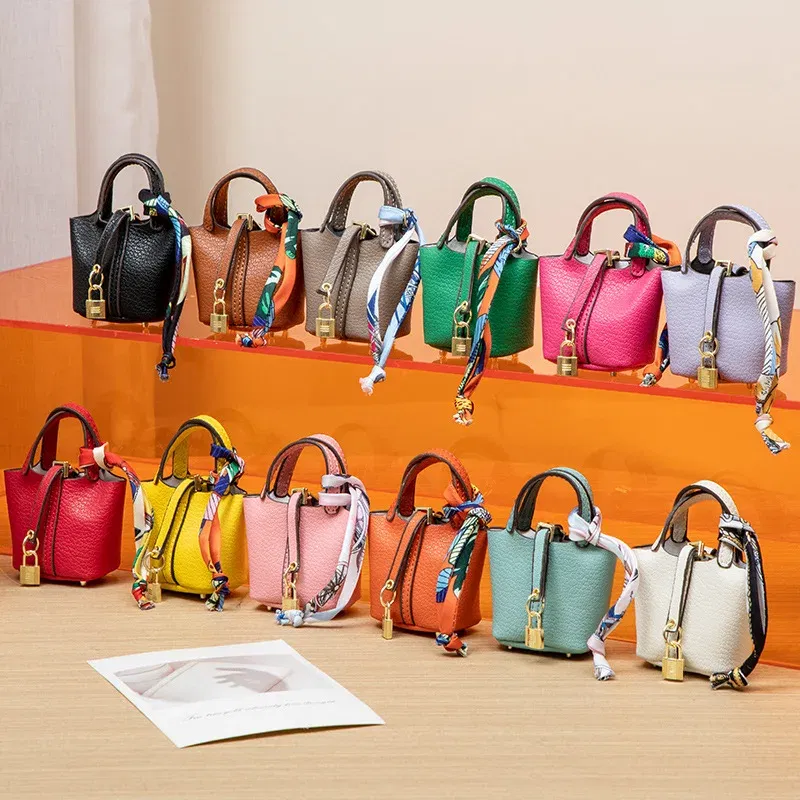 Color: Pink - Mini Bag Pendant Keychain Hanging Accessory Zero Wallet Creative Portable Bracelet Bluetooth Earphone Bag Multifunctional