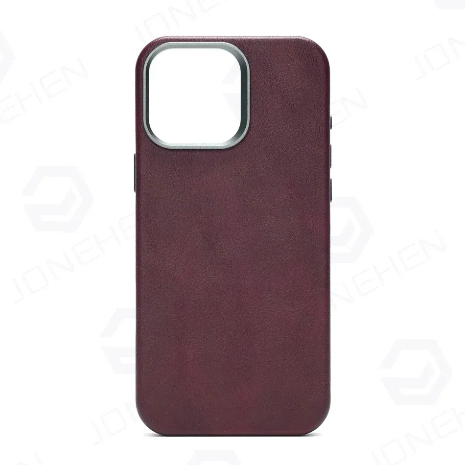 Color: Beige, Material: POLYESTER - High-end Retro Oil Wax Pattern Magnetic For Magsafe Leather Case For iPhone Air 15 14 Plus 13 16 17 Pro Max Camera Button Cover