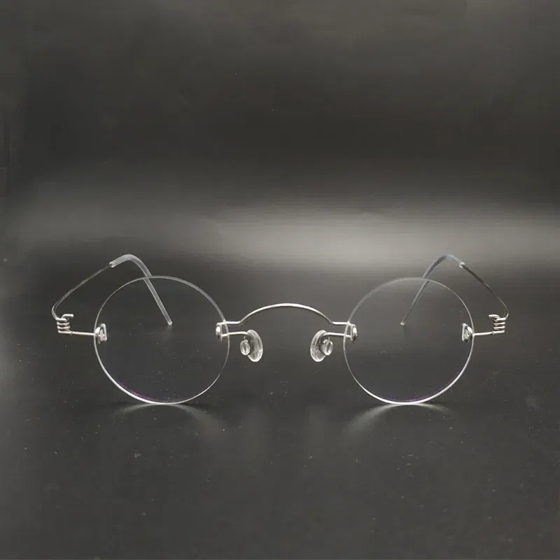 Frame Color: Khaki, Ships From: CHINA - Handmade glasses custom retro frameless small round men and women myopia prescription reading glasses screwless eyewear