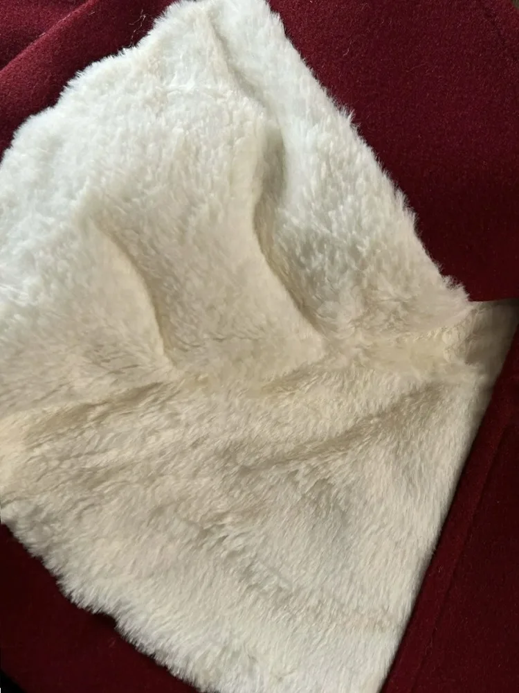 Color: Red, Kid Size: 4T - autumn winter red Big fur collar baby girls wool long coats child Christmas Thick velvet outwear kids New Warm jacket overcoat