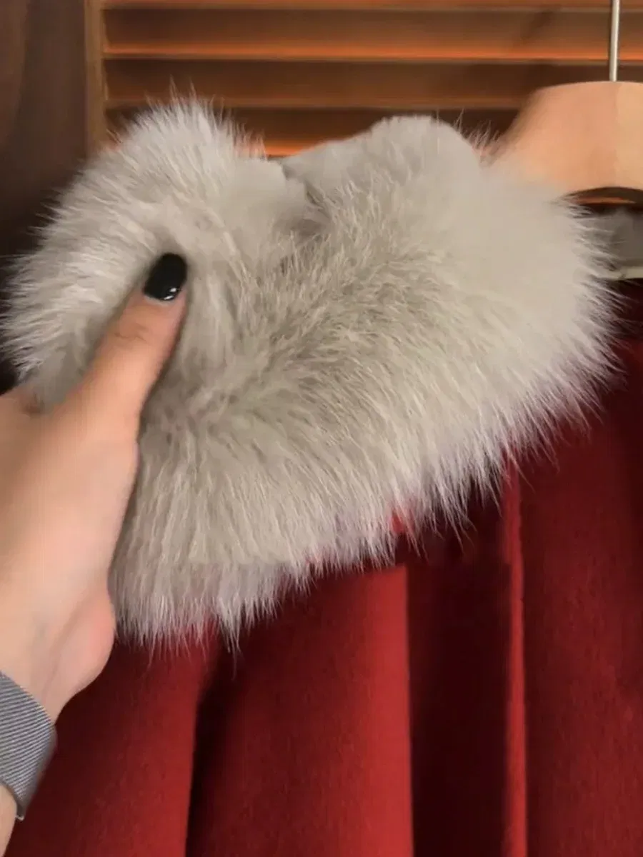 Color: Red, Kid Size: 4T - autumn winter red Big fur collar baby girls wool long coats child Christmas Thick velvet outwear kids New Warm jacket overcoat