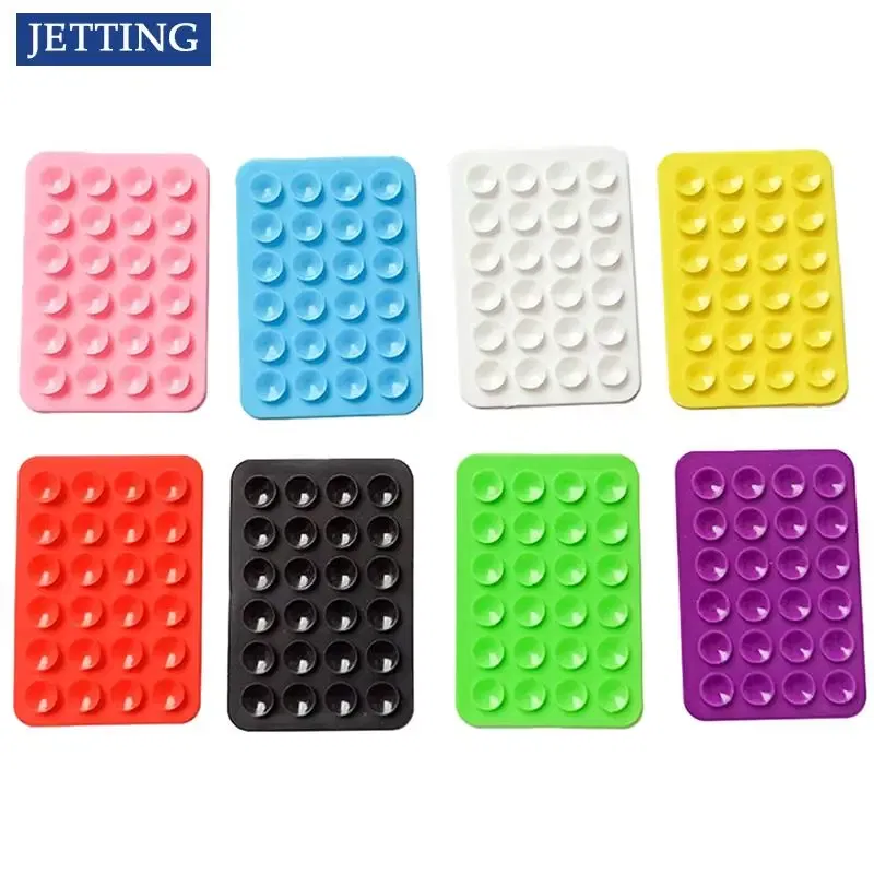 Color: Green - Double Side Silicone Suction Pad For Mobile Phone Fixture Suction Cup Backed Adhesive Silicone Rubber Sucker Pad For Fixed Pad
