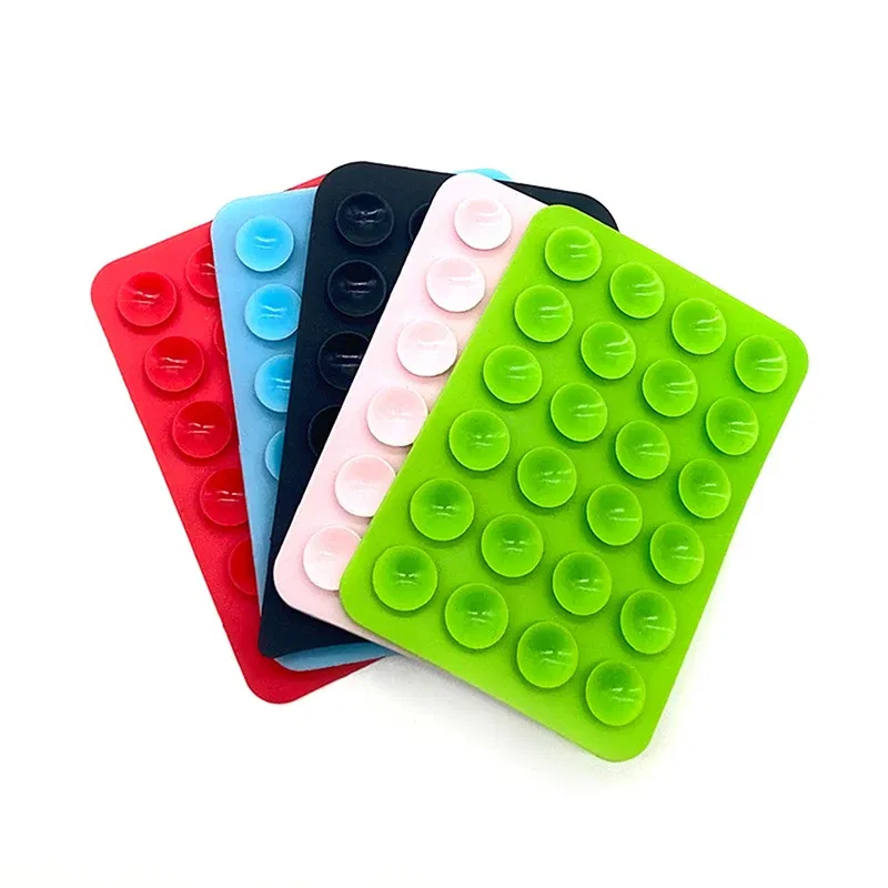 Color: Green - Double Side Silicone Suction Pad For Mobile Phone Fixture Suction Cup Backed Adhesive Silicone Rubber Sucker Pad For Fixed Pad