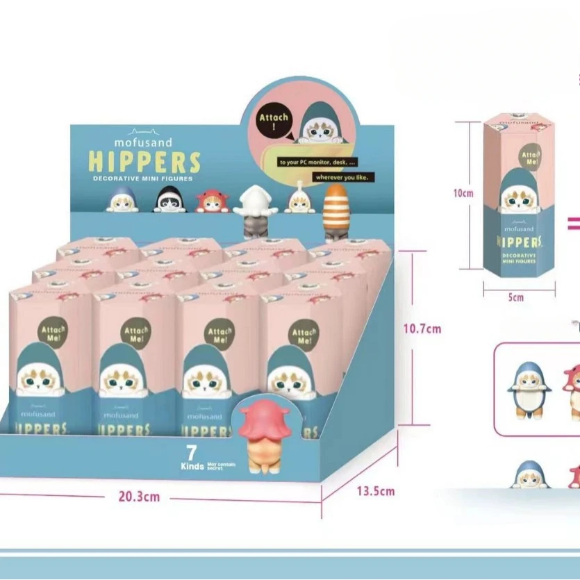 Color: Yellow - Kawaii Sonny Angel Mofusand Hippers Series Blind Box Action Figure Cute Doll Mystery Box Mobile Phone Car Decor Christmas Gift