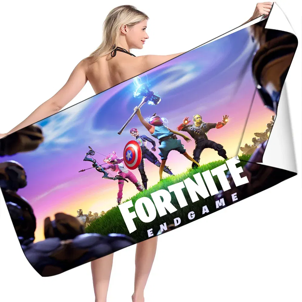 Color: Blue, Size: 12cm - Fortnite Children Microfiber Bath Towel Boy Girl Soft Wearable Cartoon Bathing Beach Spa Bathrobe Wash Clothing