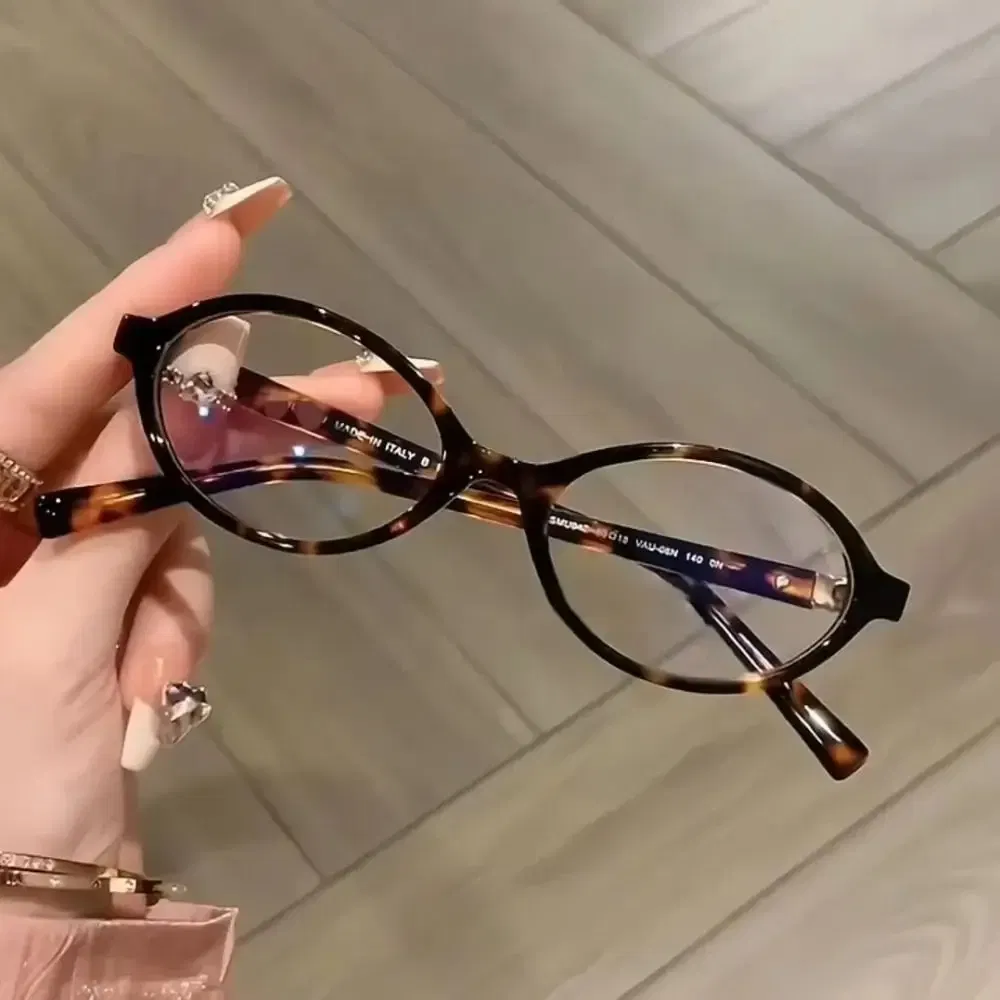 Frame Color: WHITE - Y2K Retro Oval Frame Glasses Women Female  Sweet Cool Eyewear Trend Reading Computer Anti Blue Light Eyeglasses