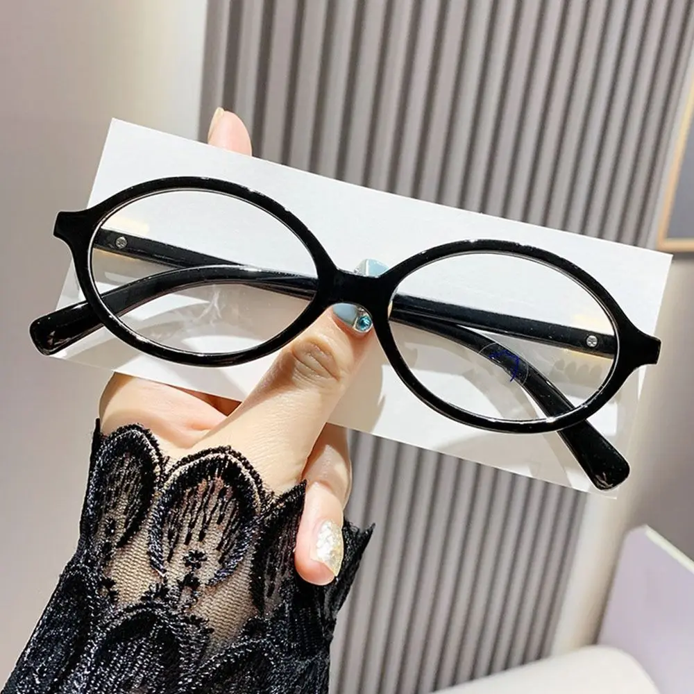Frame Color: WHITE - Y2K Retro Oval Frame Glasses Women Female  Sweet Cool Eyewear Trend Reading Computer Anti Blue Light Eyeglasses