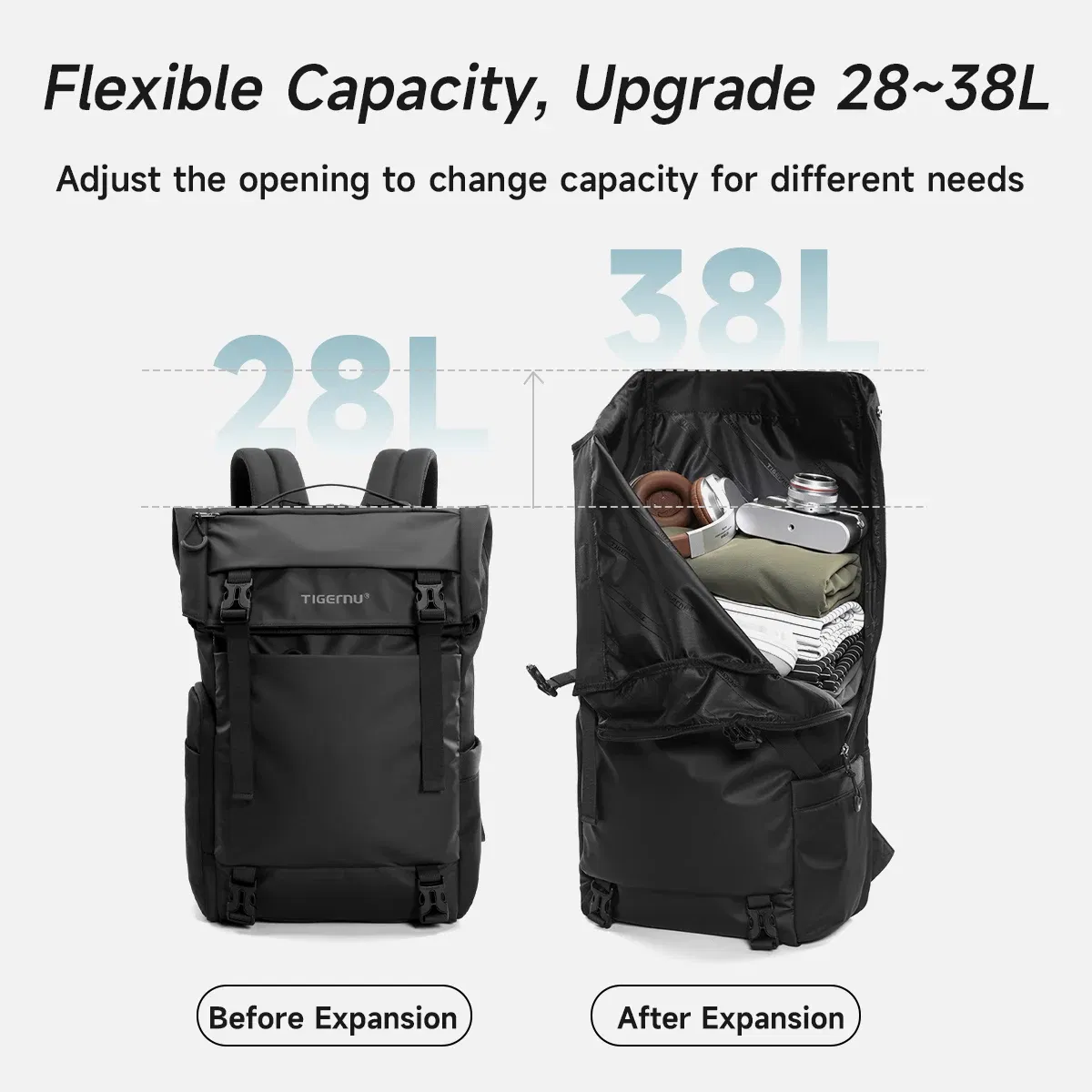 Tigernu Travel Backpack Male TPU Waterproof Backpack Men Bags Expandable Men's Backpack Business Bags School Backpack