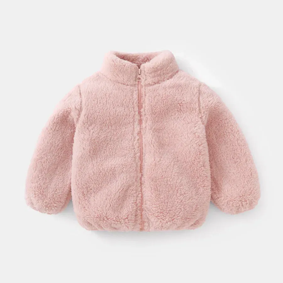Color: SKY BLUE, Kid Size: 24M - Child Autumn Winter Costume Solid Color Outerwear Casual Loose Long Sleeve Tops Plush Jacket Boys Girls Fashion Simple Coats