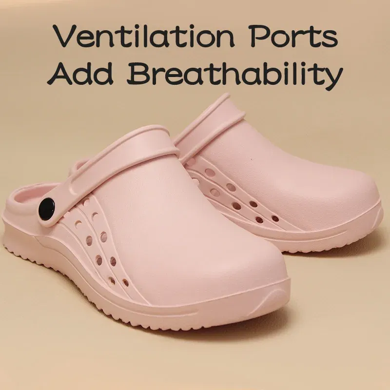Color: PURPLE, Shoe Size: 33 - High Quality Scrub Shoes Non-slip Dentist Nursing Clogs Healthcare Service Work Slippers Soft Operating Room Protective Clogs