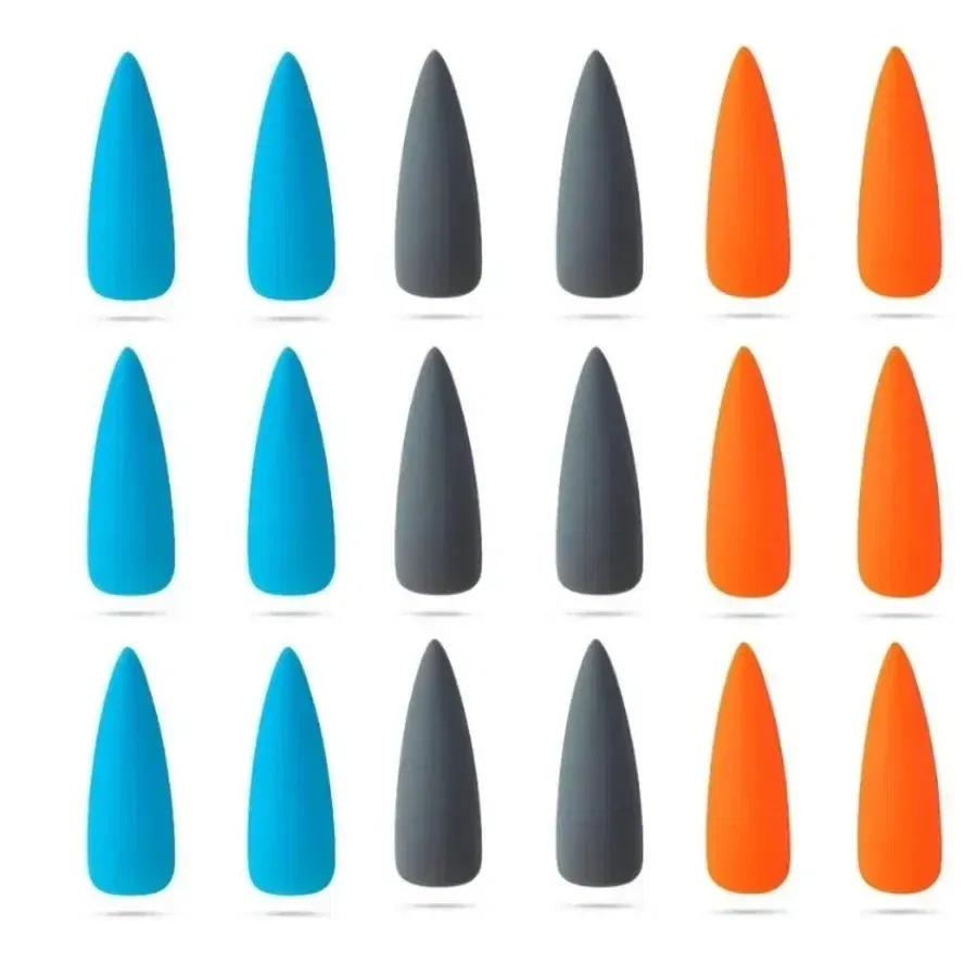 Color: Blue - Matte False Nails 24PCS  Head Frosted Press Glue on Fake Nail Tips Ballet Detachable Full Cover Artificial Fingernails
