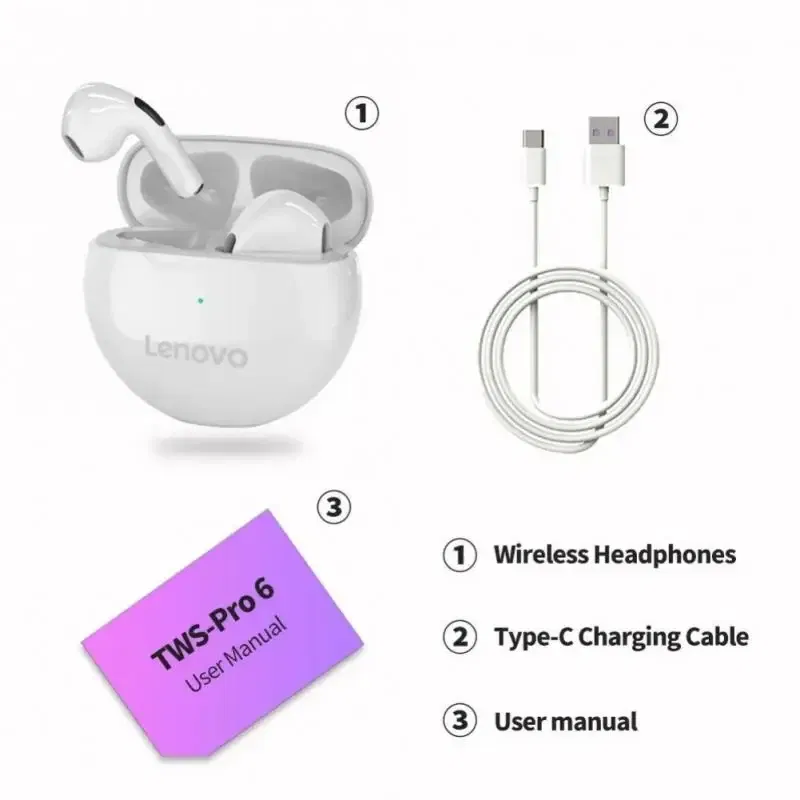 Color: Red, Ships From: CHINA - Original Lenovo TWS Air Pro 6 Earphones Wireless Bluetooth 5.0 HiFi Sport Noise Reduction Headphones Touch Control Earbuds