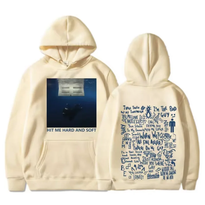 Color: GRAY, Size: S - 2024 Hit Me Hard and Soft Tour Hoodie Billie Hoodie Men's Hoodie Sudaderas Men's Casual Sports
