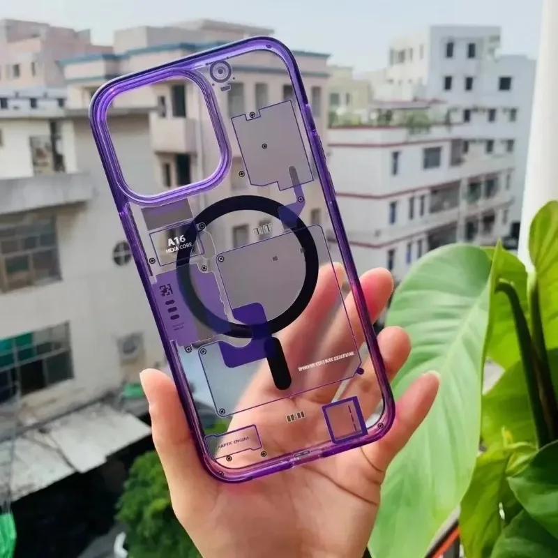 Material: ABS, Color: Sky blue - FOR 2024 Original Technology Phone Case For IPhone 15 14 13 12 Pro Max Plus Magnetic Wireless Charging High Quality Bumpers