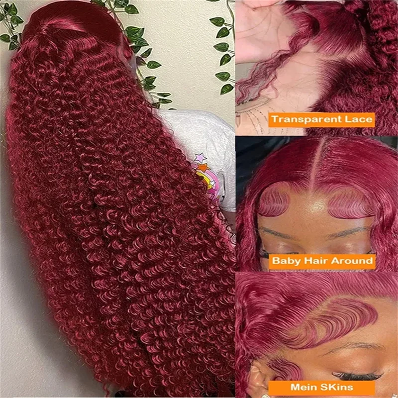 Hair Color: #2, Stretched Length: 18inches, Density: 250%, Ships From: CHINA - 30 40 Inch 99J Burgundy 13x6 Hd Lace Frontal Human Hair Wig Red Colored 13x4 Transparent Lace Curly Deep Wave Frontal Wig