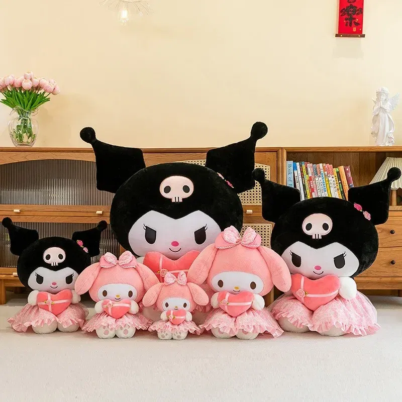 Color: LightSteelBlue - Sanrio Kuromi Plush Toy30cm Cinnamoroll Melody Stuffed Doll Comfortable And Soft Plush Toy Valentine's Day Child Birthday Gift