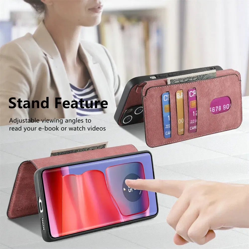Color: Brown, Material: Cotton - Edge 50 60 Fusion 5G Flip Case For Motorola Edge 60 Pro 2In1 Detachable Leather Wallet Funda Moto Edge 50 Neo 60 Pro S50 Cover
