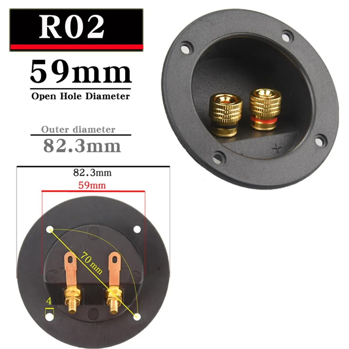 Color: Red, Bundle: Bundle 3 - HIFIDIY LIVE Square circle (Install Hole 49-76) speaker junction Box  Terminal Shell 2 copper Binding Post Wire Cable Connector