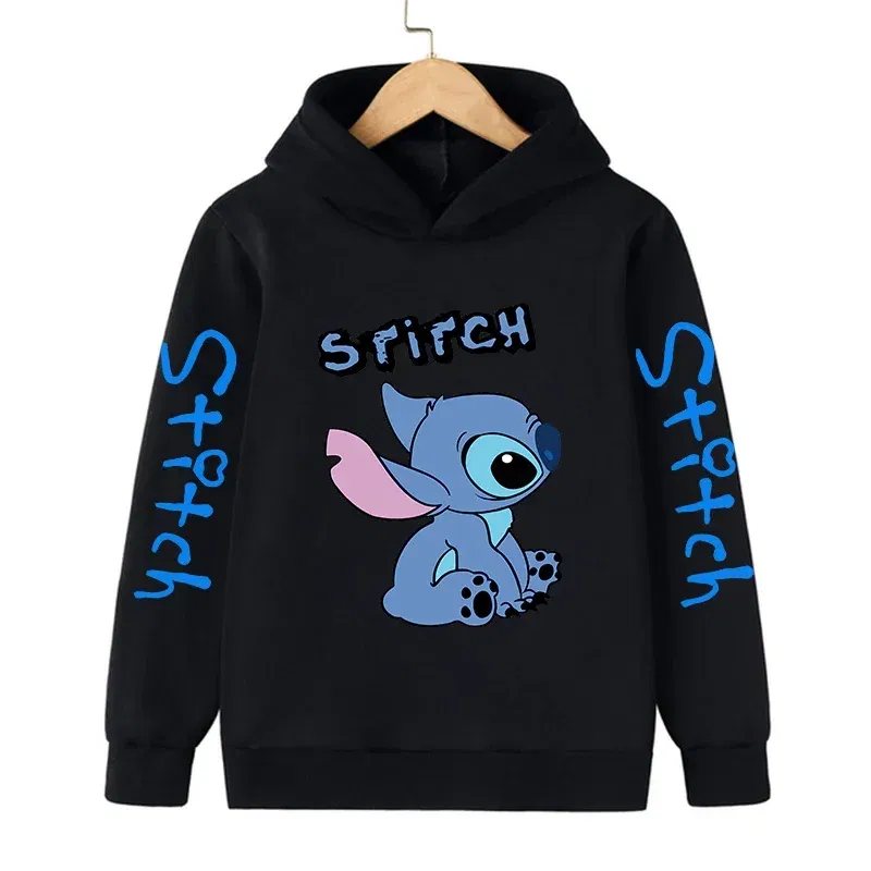 Color: Red, Size: 40cm - New in Cool Stitch Hoodie Children Cartoon Clothes Kid Girl Boy Lilo and Stitch Sweatshirt Manga Hoody Baby Casual Top