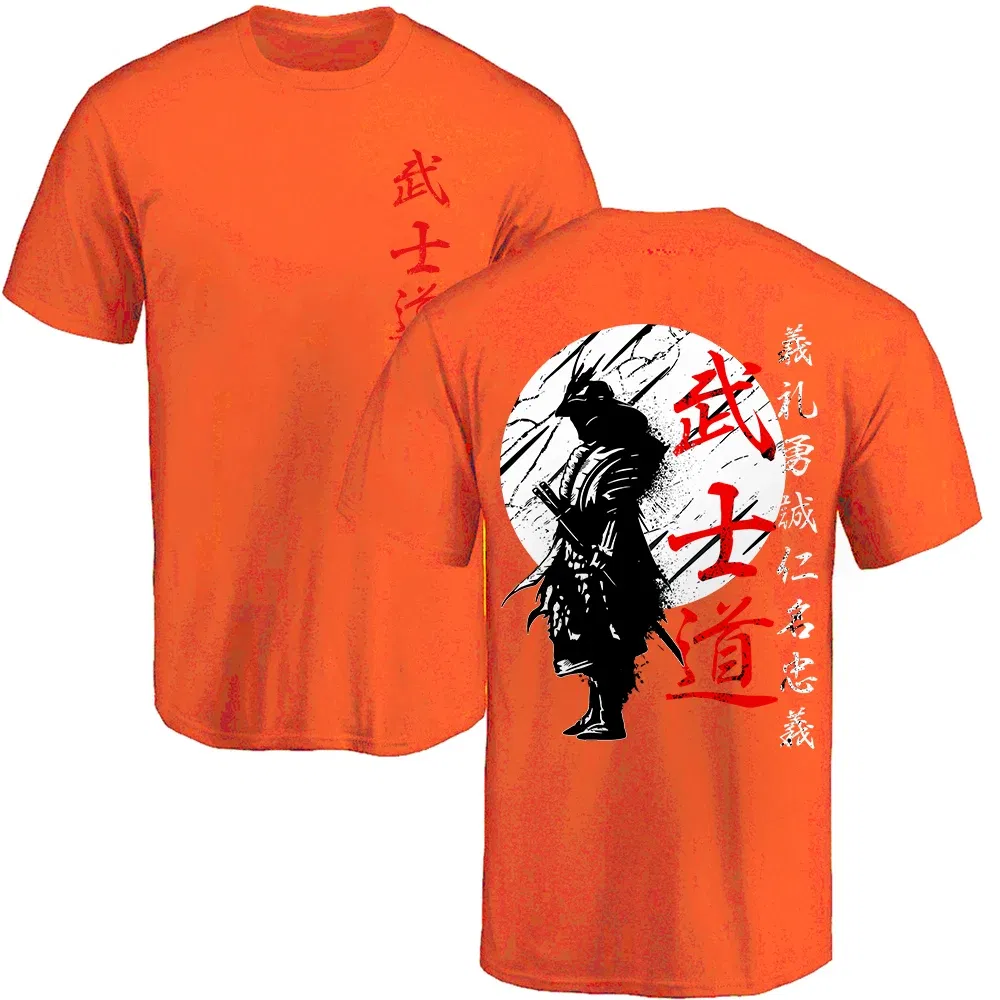 Color: army green, Size: S - Japan Samurai Spirit T Shirts For Men Japanese Style Back Print Loose Oversized 100% Cotton Tops T-shirt Bushido Male Gifts Tee